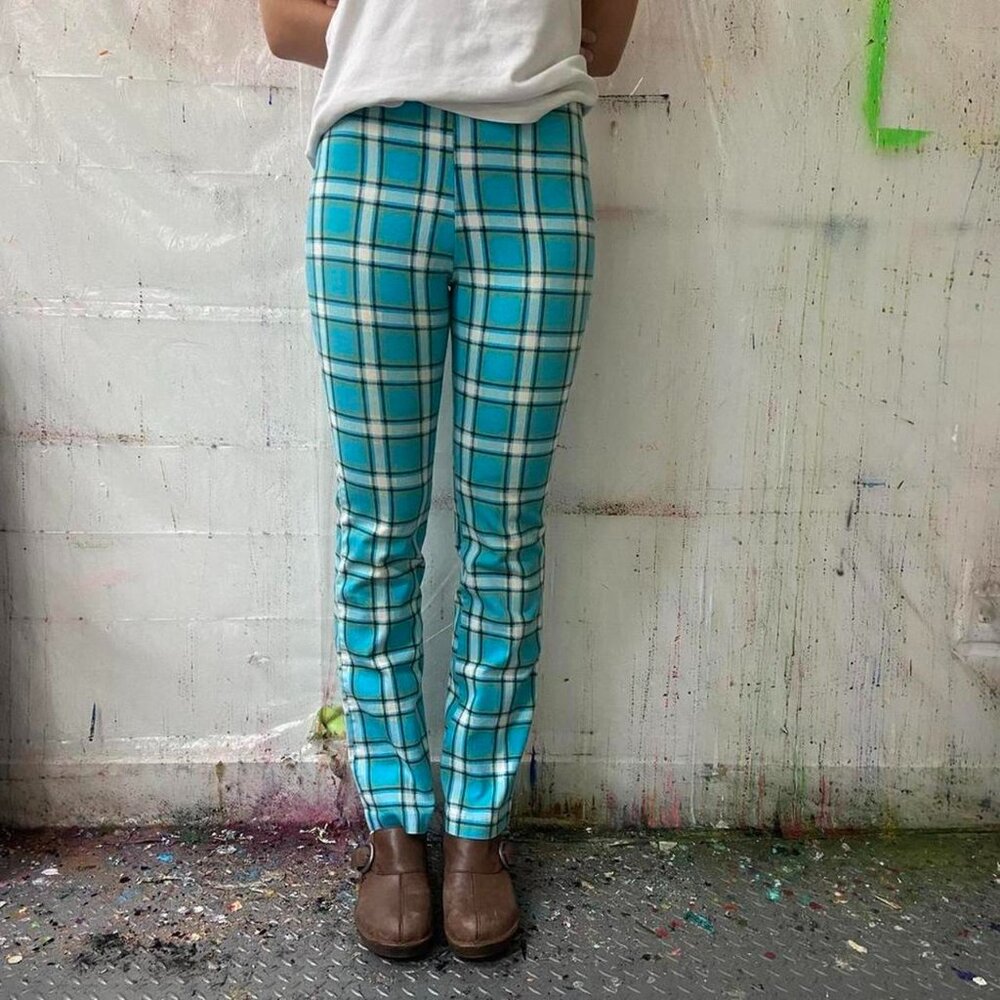 vintage flared plaid pants